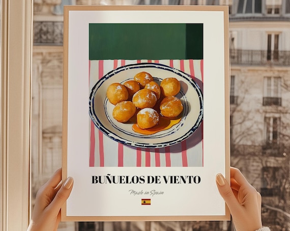 Buuelos De Viento Spanish Dessert Print Dining Room Poster Cuisine Personalized Menu Wall Art