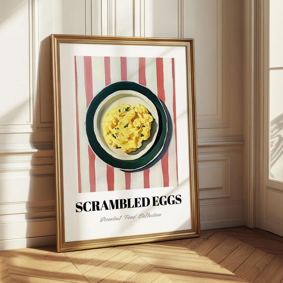 Scrambled Eggs Food Painting Restaurant Menu Large Oil Kitchen Art Print