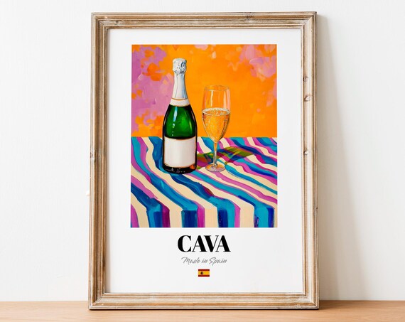 Cava Wine Wall Art Print Poster Refreshing Sparkling Artwork For Kitchens