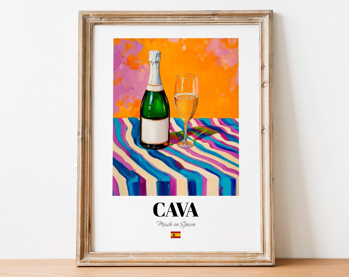 Cava Sparkling Wine Colorful Striped Still Life Spain Poster