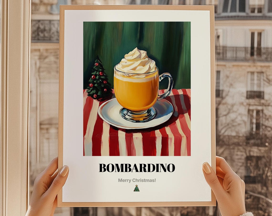 Bombardino Print Poster Christmas Drink Wall Decor Gift Art Italian