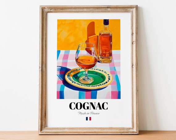 Cognac Wall Art Print Poster Classic French Brandy Artwork For Bars