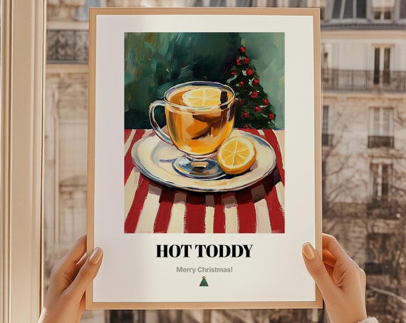 Hot Toddy Christmas Drink Poster, Scottish Gift Art