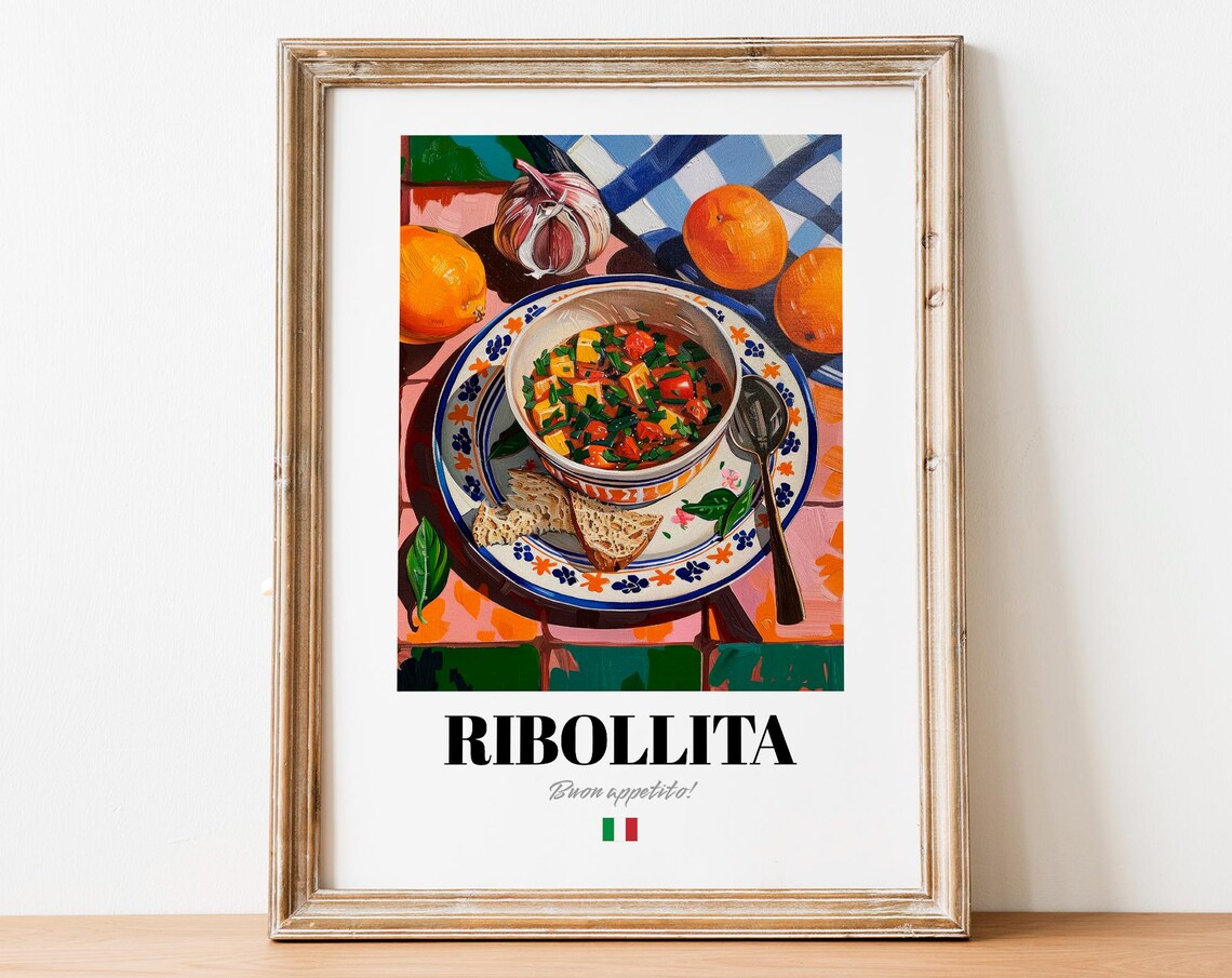 Italian Ribollita Poster Vegetable Stew Art For Kitchen And Bistro Spaces