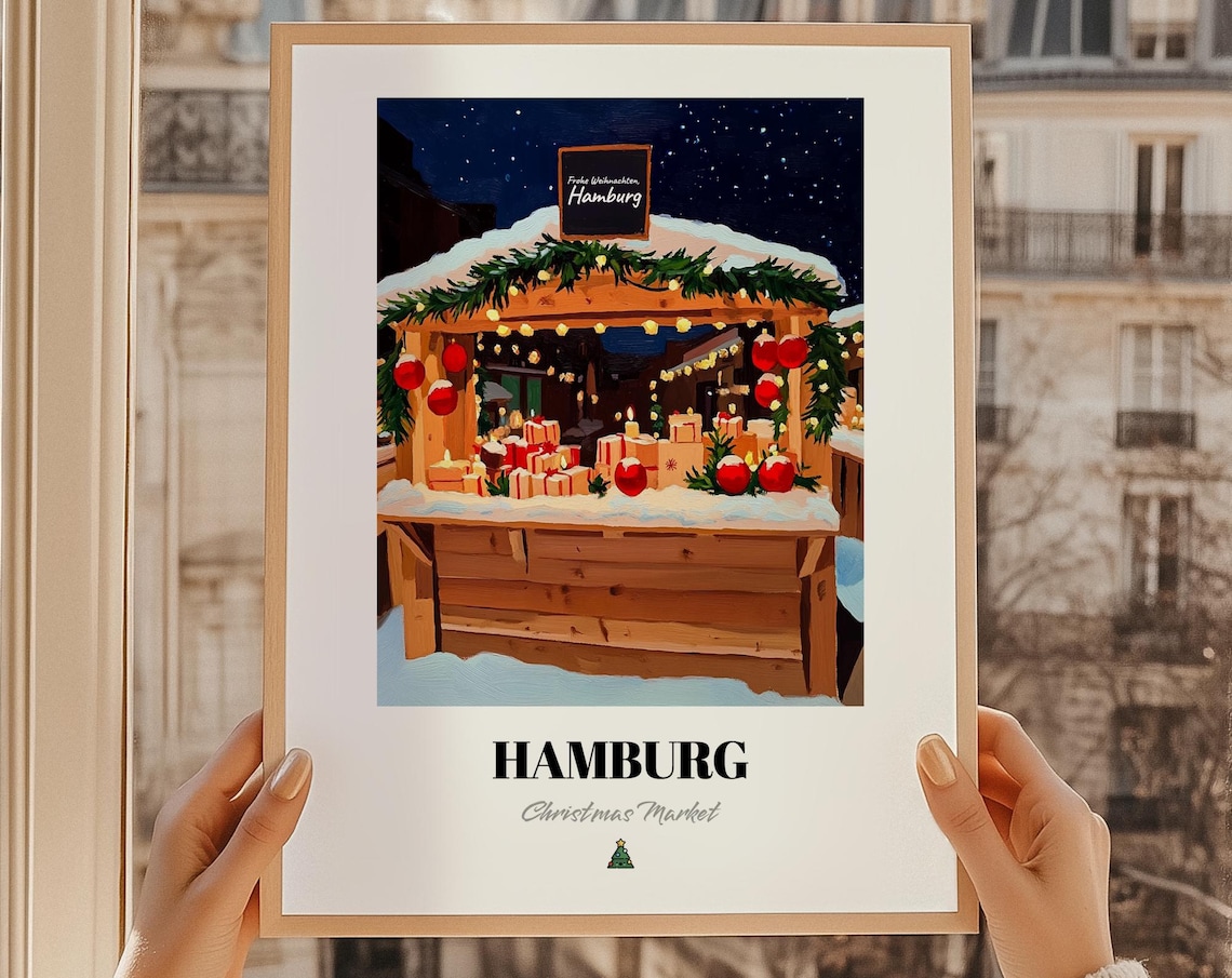 Hamburg Germany Christmas Market Poster Print