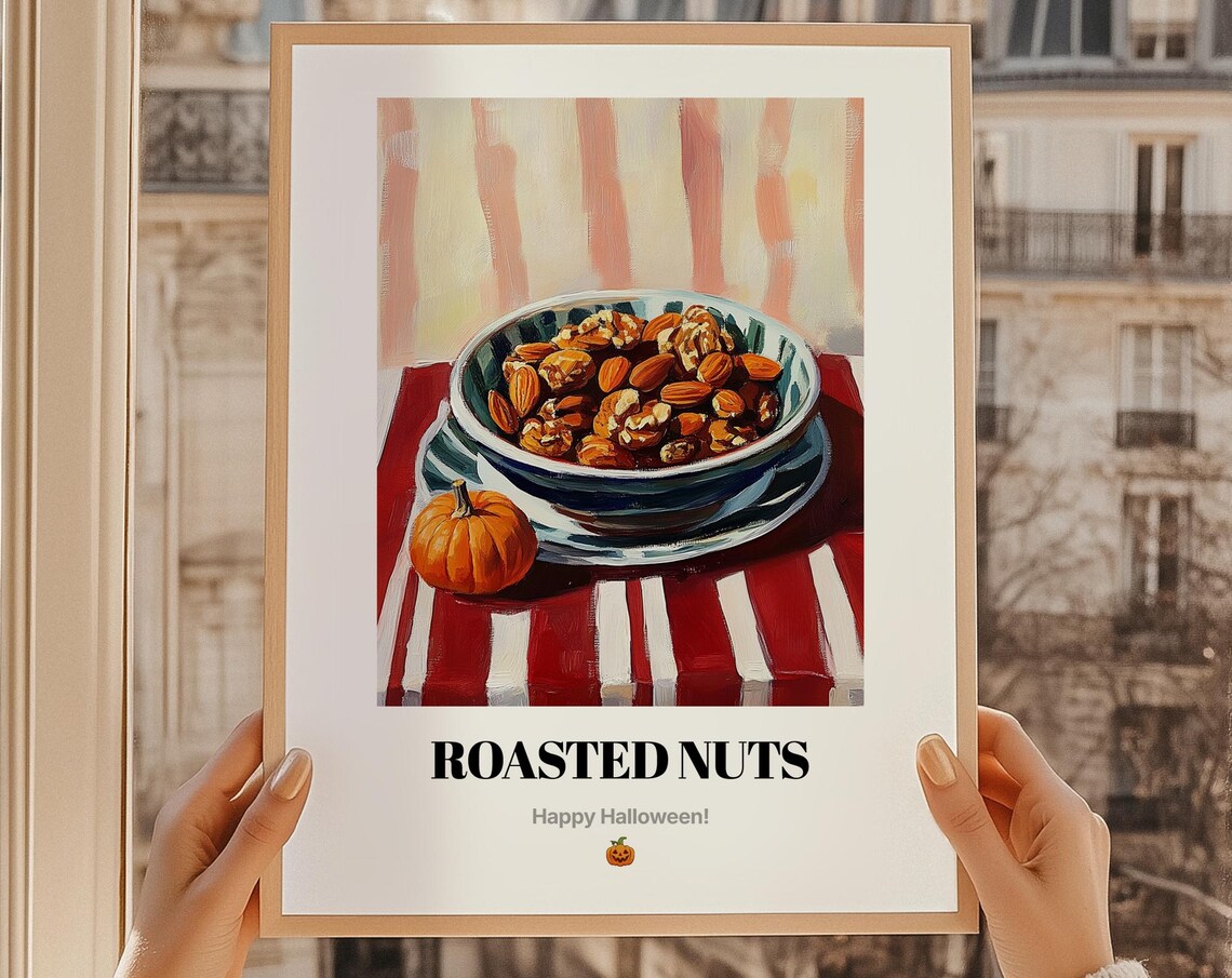 Roasted Nuts Halloween Gift, Oil Painting Print