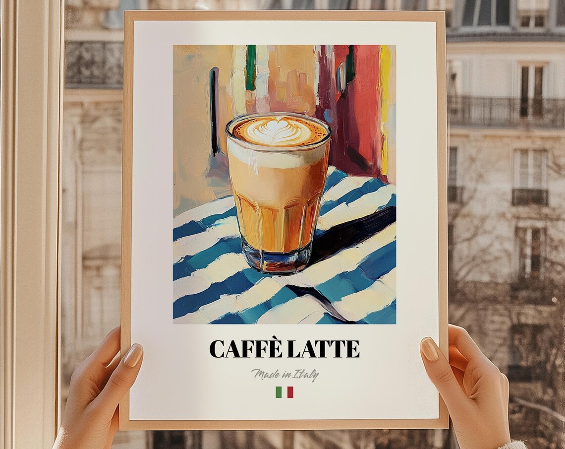 Caff Latte Italian Coffee Poster Bar Dcor Wall Art Friend Gift Dining Room
