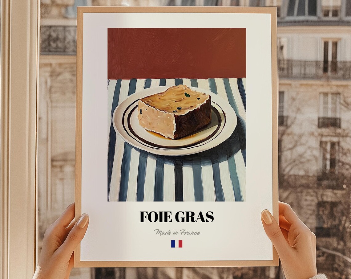 Foie Gras French Food Poster Hand Drawn Menu Wall Art Dining Room