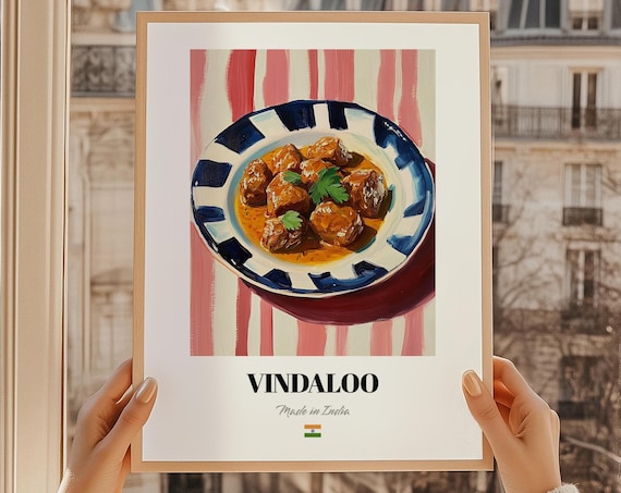 Vindaloo Spicy Curry Made in India Painted Indian Dish Poster