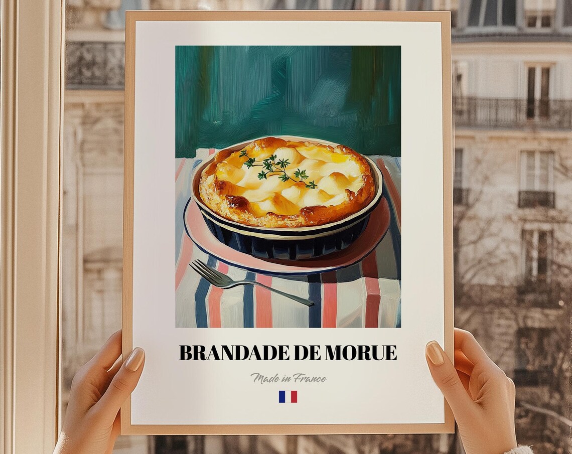 Creamy Brandade de Morue Golden Baked Gratin Close Up Food Poster