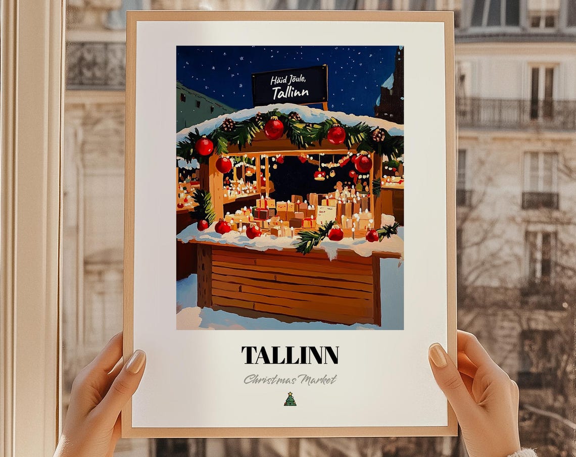 Tallinn Estonia Christmas Market Wall Art Print Poster Julukink Hid Jule