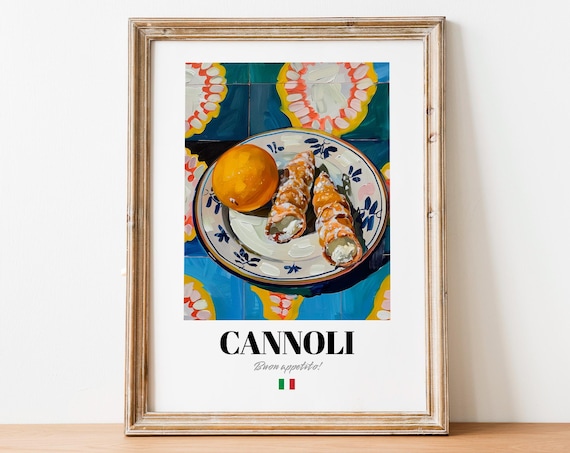 Italian Cannoli Poster Modern Foodie Wall Art For Cafs And Bistros