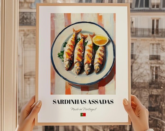Sardinhas Assadas Modern Poster Portuguese Cuisine Art Food Painting