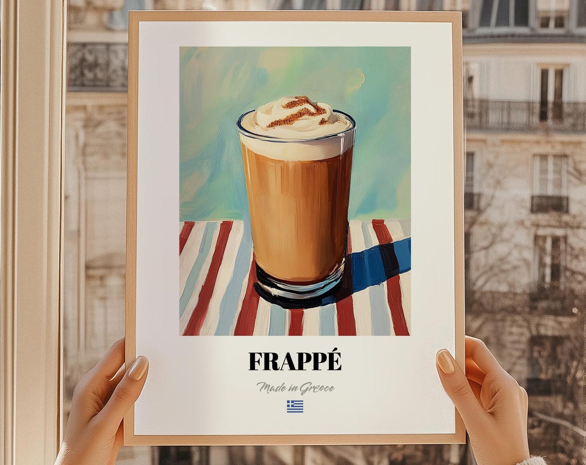 Frapp Greek Coffee Print Kitchen Dcor Wall Decor Gift For Friend