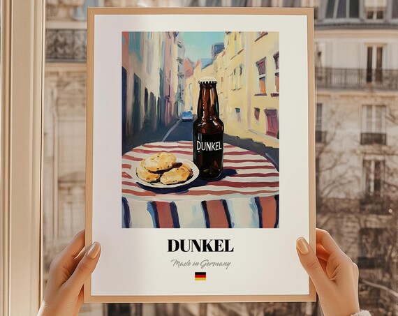 Dunkel German Beer Poster Bar Dcor Wall Art Friend Gift Kitchen