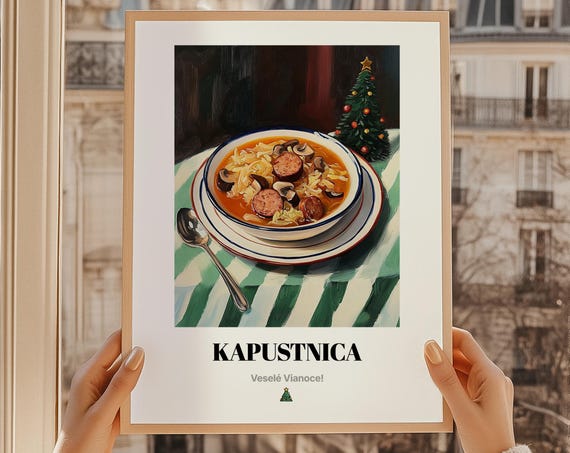 Kapustnica Slovak Christmas Sauerkraut Soup Holiday Painting Wall Art