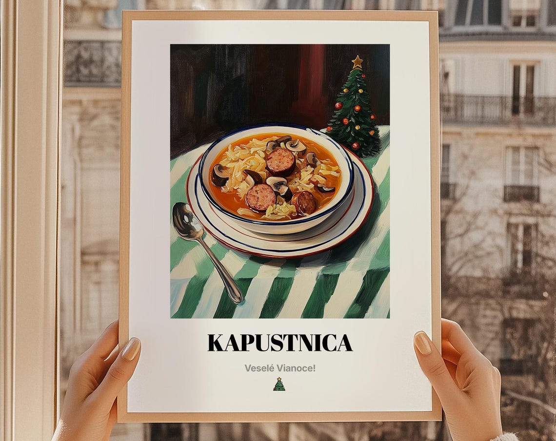 Kapustnica Slovak Christmas Sauerkraut Soup Holiday Painting Wall Art
