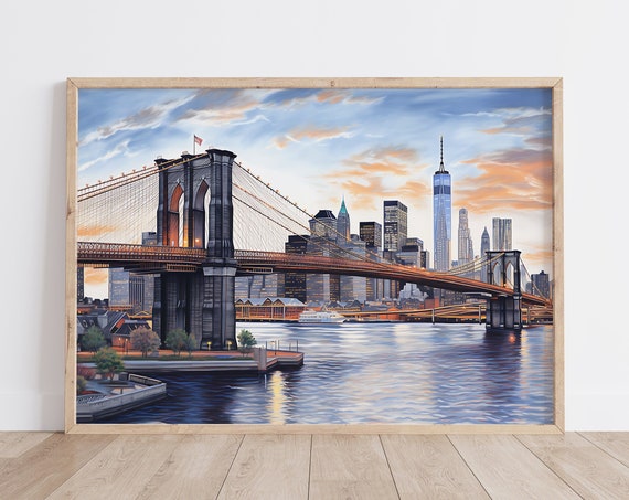 Brooklyn Bridge New York Summer Travel Poster