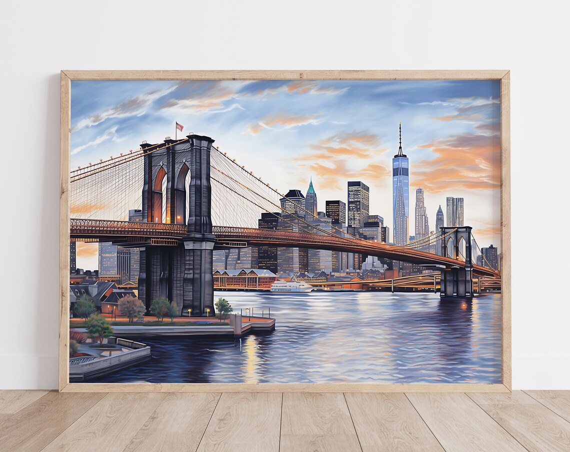 Brooklyn Bridge New York Summer Travel Poster