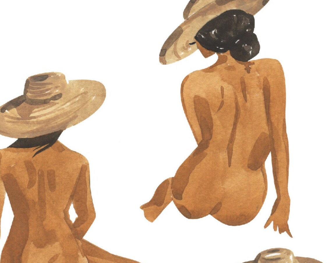 Figure Study Nude Portrait Watercolor Boho Art Print - Image 4