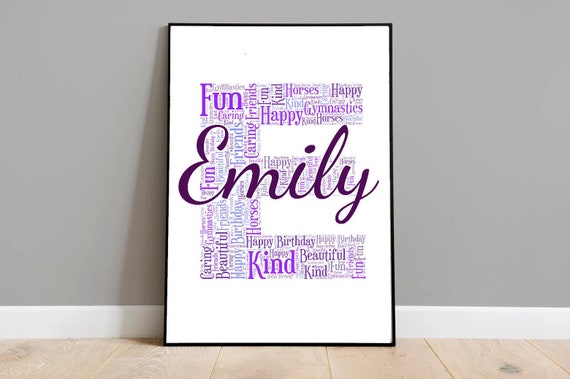 Personalized Initial Name Word Cloud Art Print