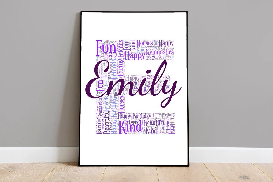 Personalized Initial Name Word Cloud Art Print