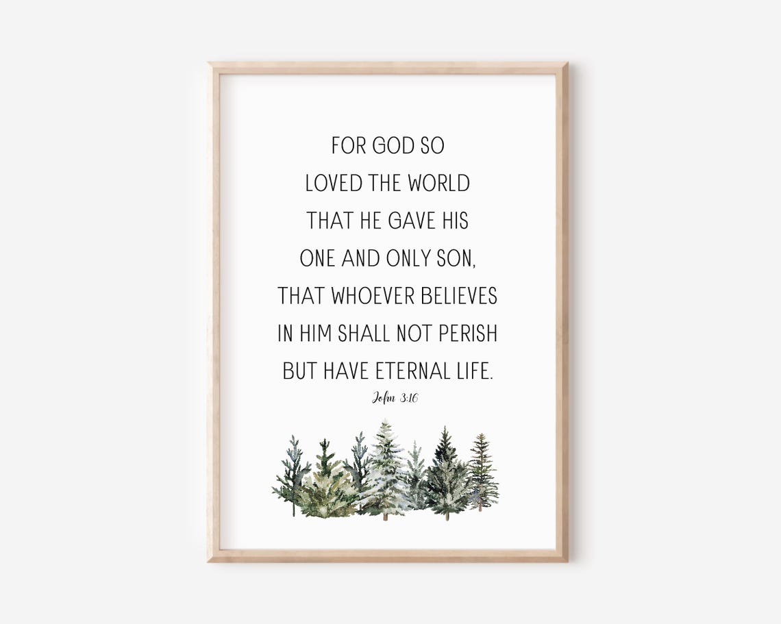 John 3:16 For God So Loved The World Bible Verse Trees Poster