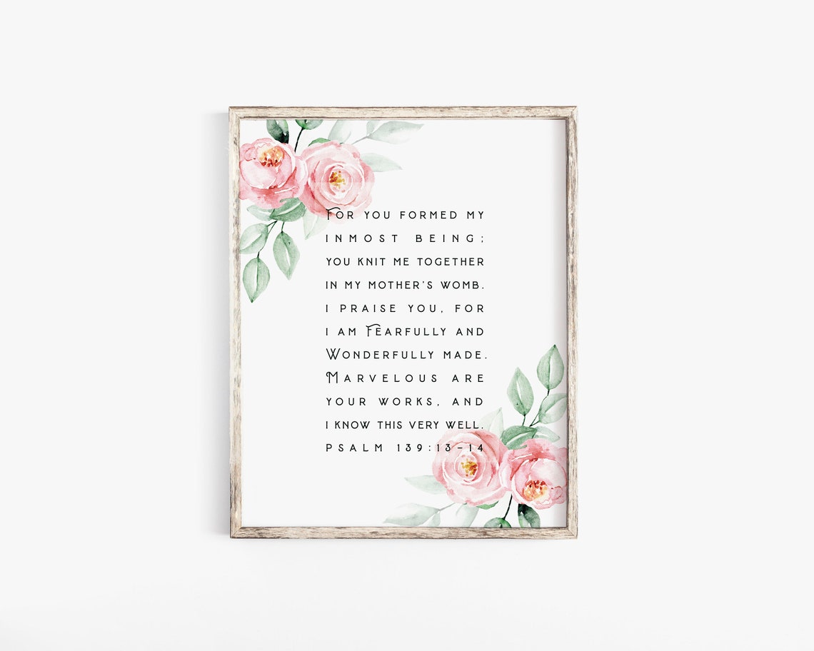 Psalm 139:13-14 Scripture Art Print, Christian Nursery - Image 2