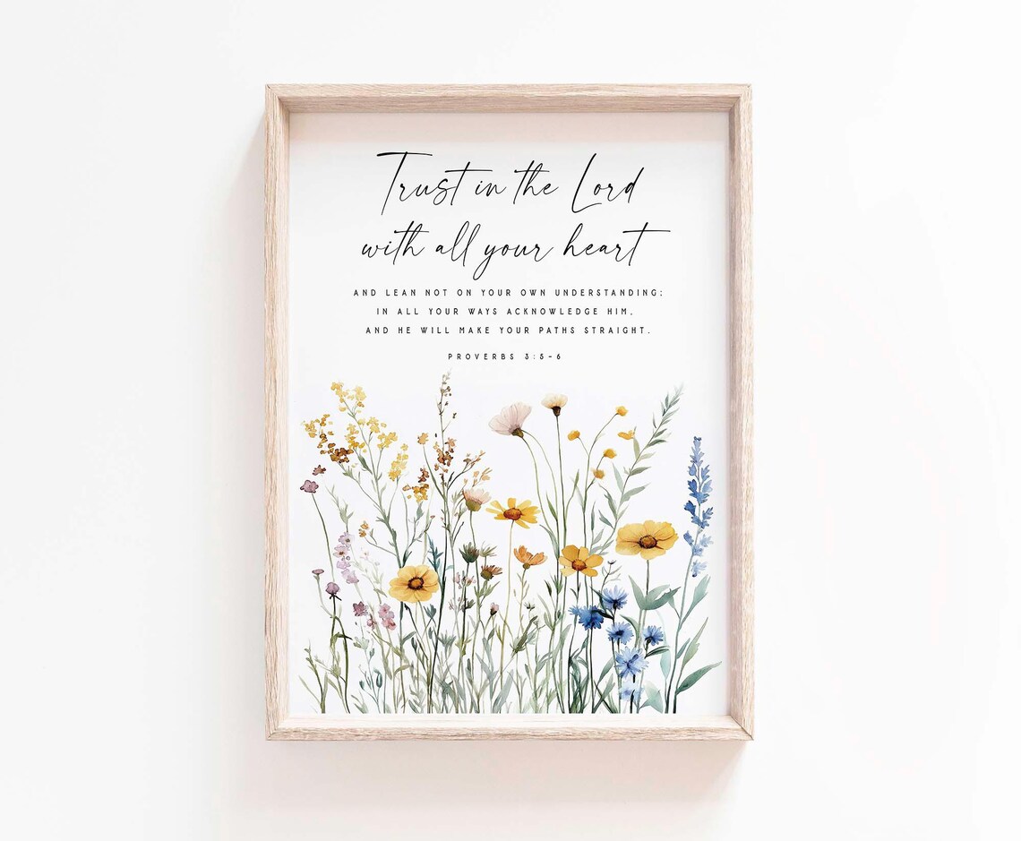 Trust in the Lord Proverbs 3:5-6 Golden Wildflower Meadow Poster