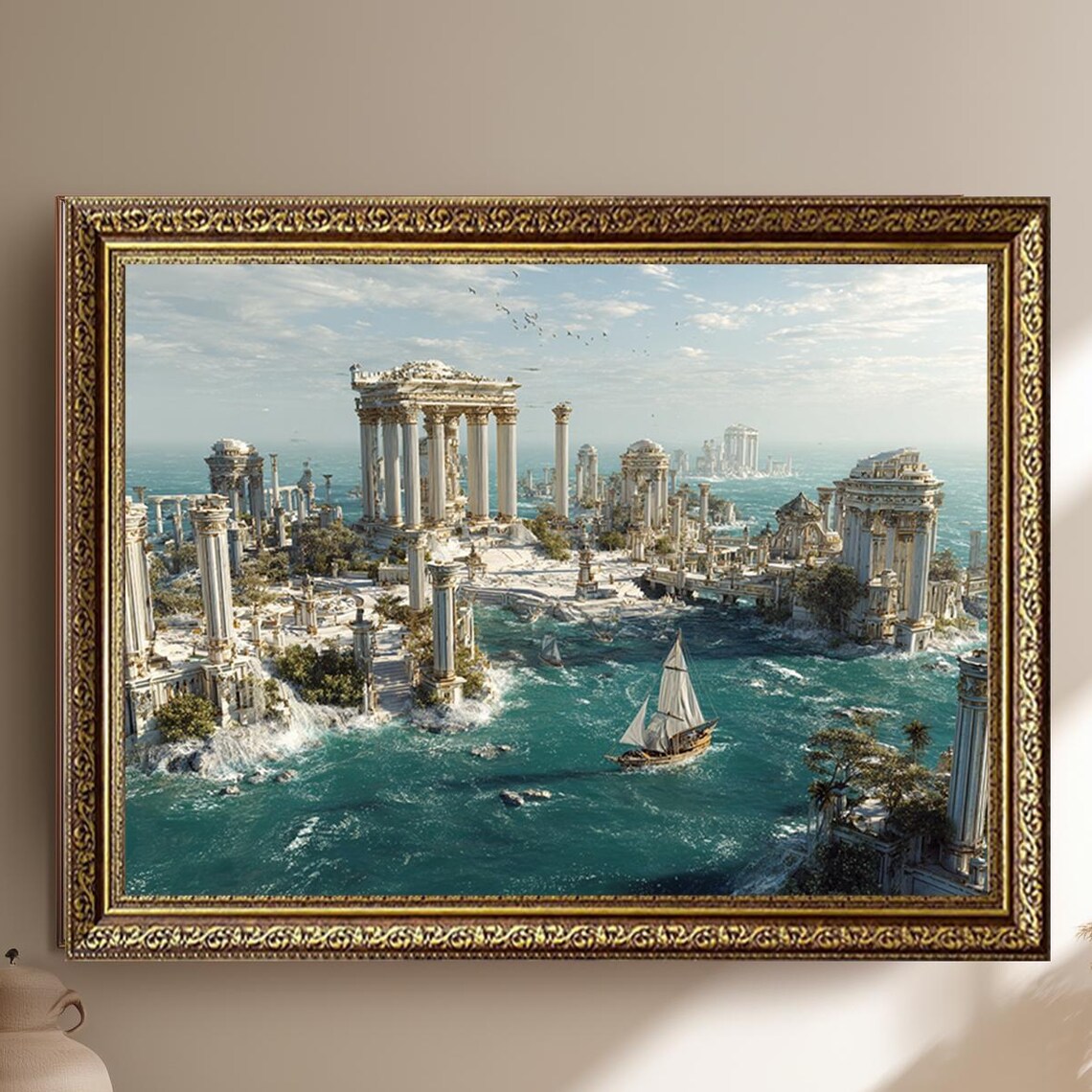 Ancient Sunken Ocean City Marble Temples Fantasy Landscape Print