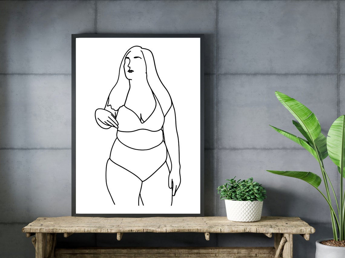 Body Positive Woman Line Art Curvy Woman Body Art Minimal Female Body Art Plus Size Woman Body Art Print Feminist Body Art Art - Image 3