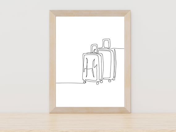 Suitcase Poster Suitcase Line Art Luggage Line Art Wanderlust Art Travel Wall Art Scandinavian Wall Art