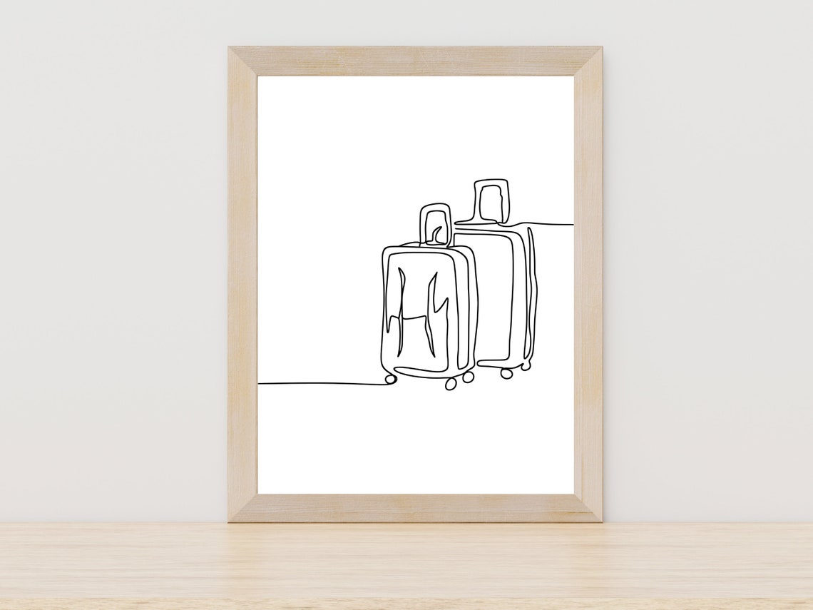 Travel Suitcases Luggage Line Art Wanderlust Adventure Decor Poster