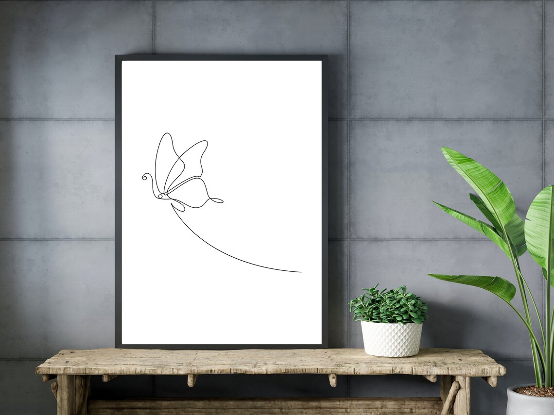 Butterflies Line Art Minimalist Wall Art Print - Image 3