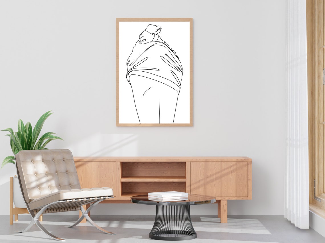 Woman Taking Clothes Off Line Art Woman Body Line Art Print Female Figure Line Art Naked Woman Wall Art Print Minimal Woman Body Art - Image 4