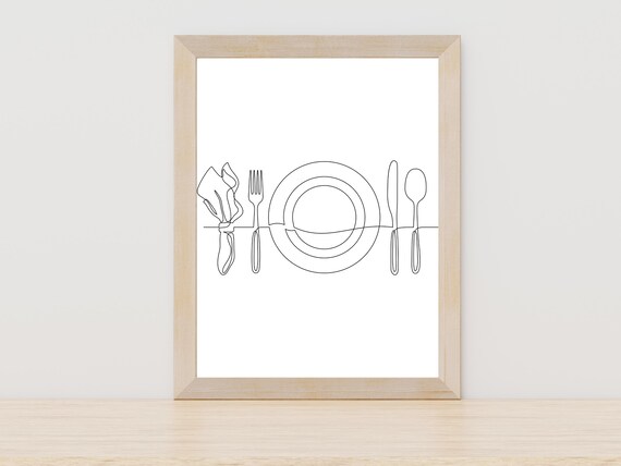 Placemat Line Art Silverware Line Art