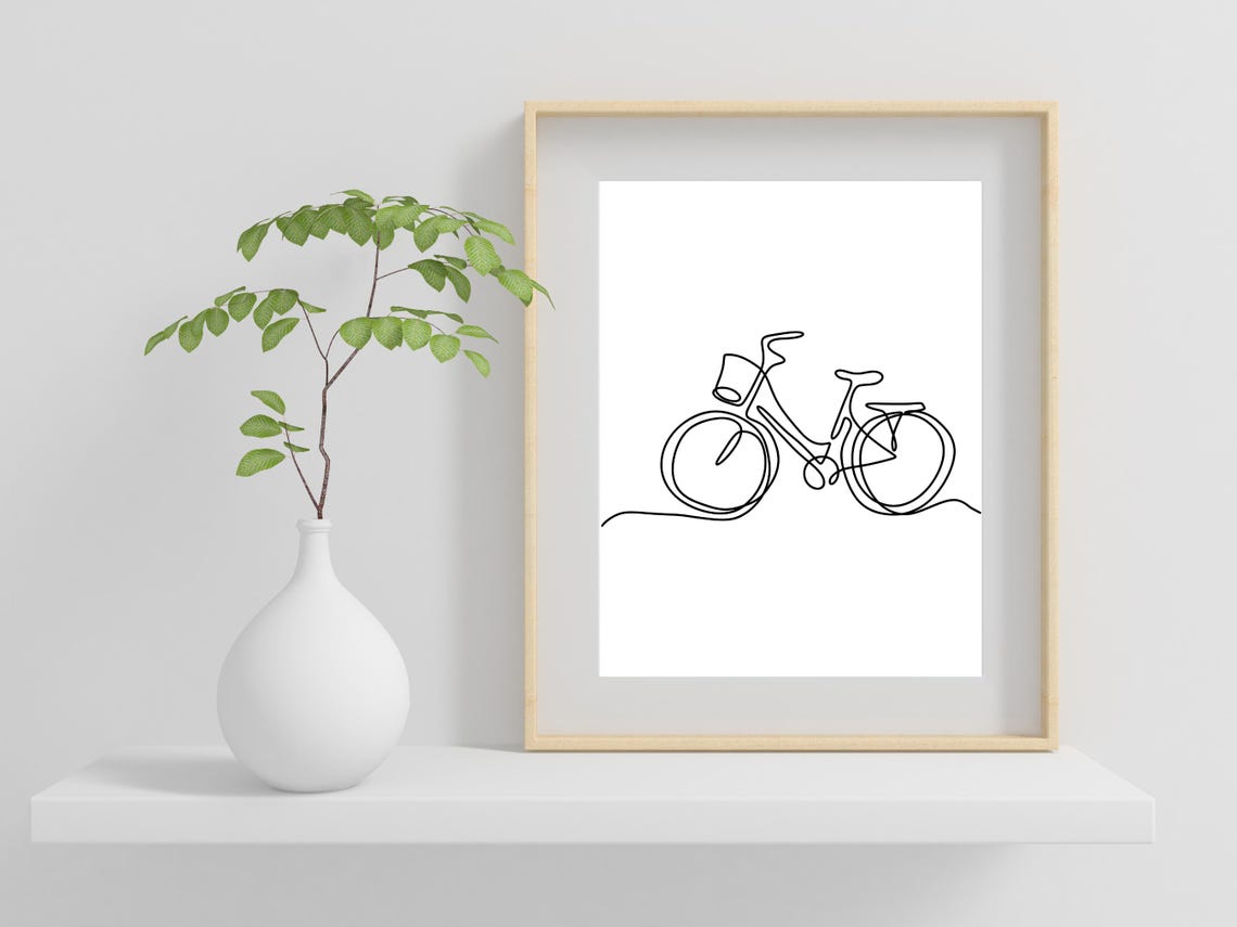 Bicycle One Line Art Cycling Bike Lover Minimal Decor Wall Art - Image 2