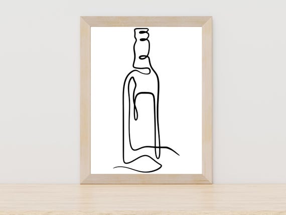 Beer Line Art Beer Sketch Drawing Of Beer Beer Bottle Line Art Gift For Beer Lover Bachelor Pad Decor Bar Wall Decor Bar Line Artwork