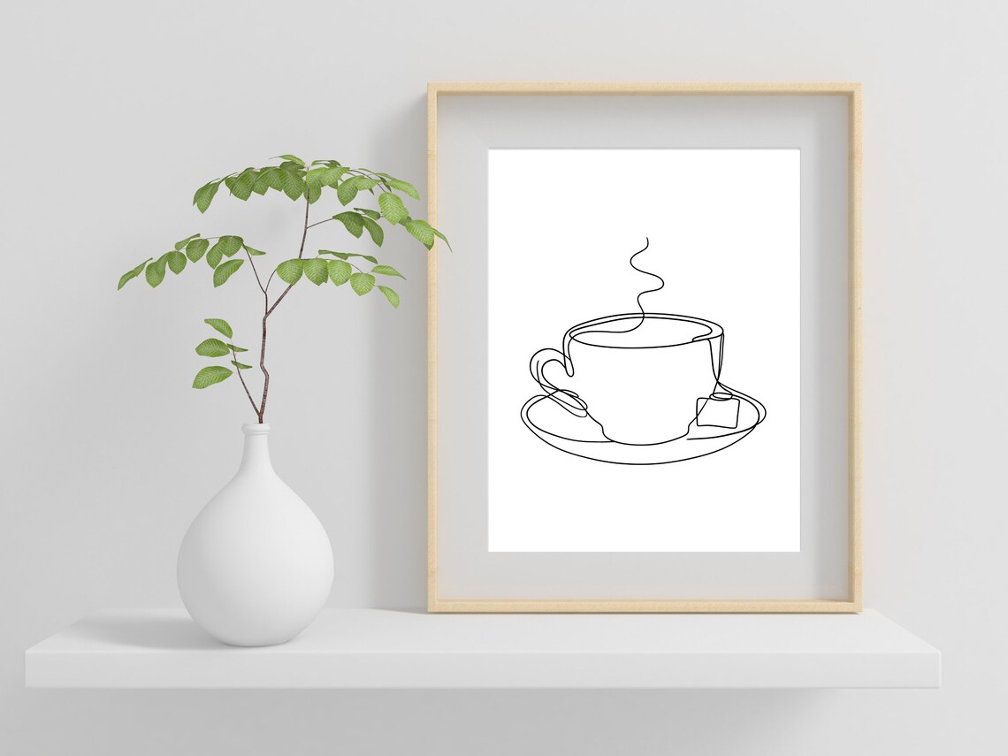 Tea Cup One Line Art Print, Kitchen Decor - Image 2