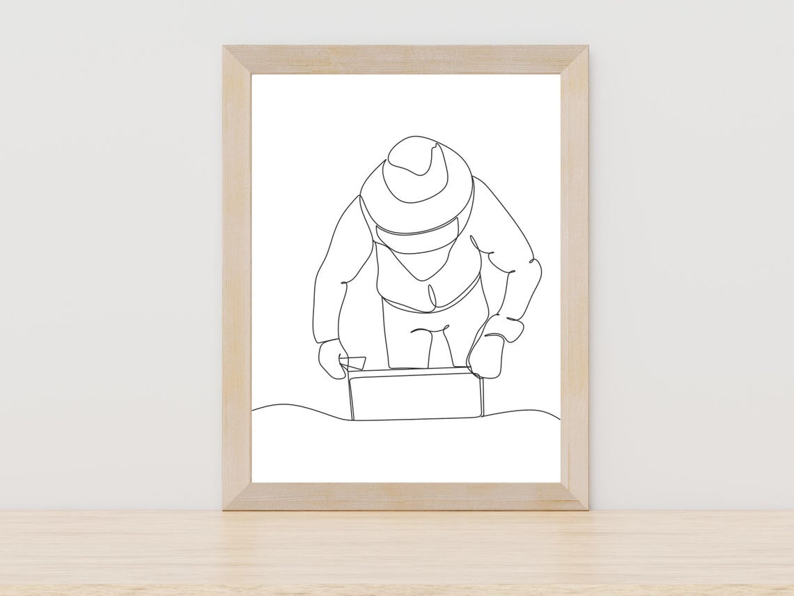 Beekeeper Tending Hive Line Art Drawing Nature Apiary Lover Poster