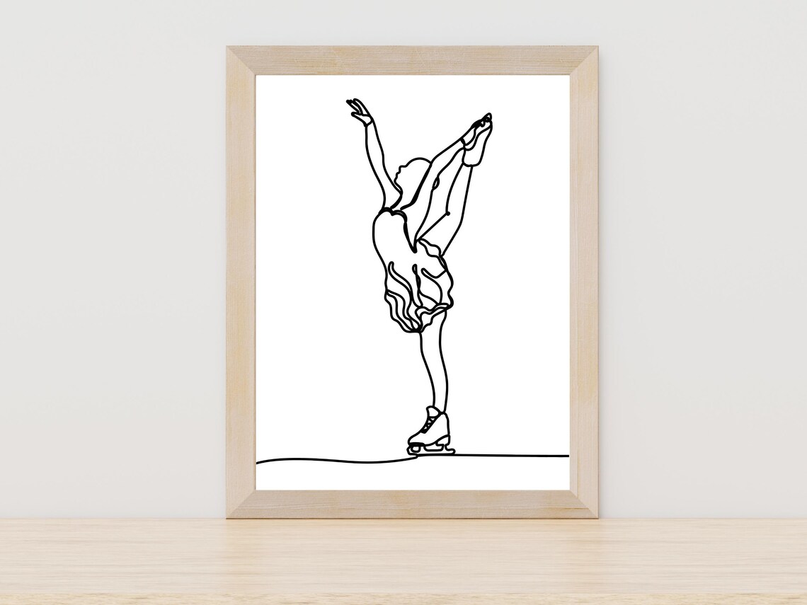 Female Ice Skater Line Art Female Figure Skater Minimal Wall Art Ice Skater Line Art Minimal Ice Skating Wall Art Gift For Ice Skater