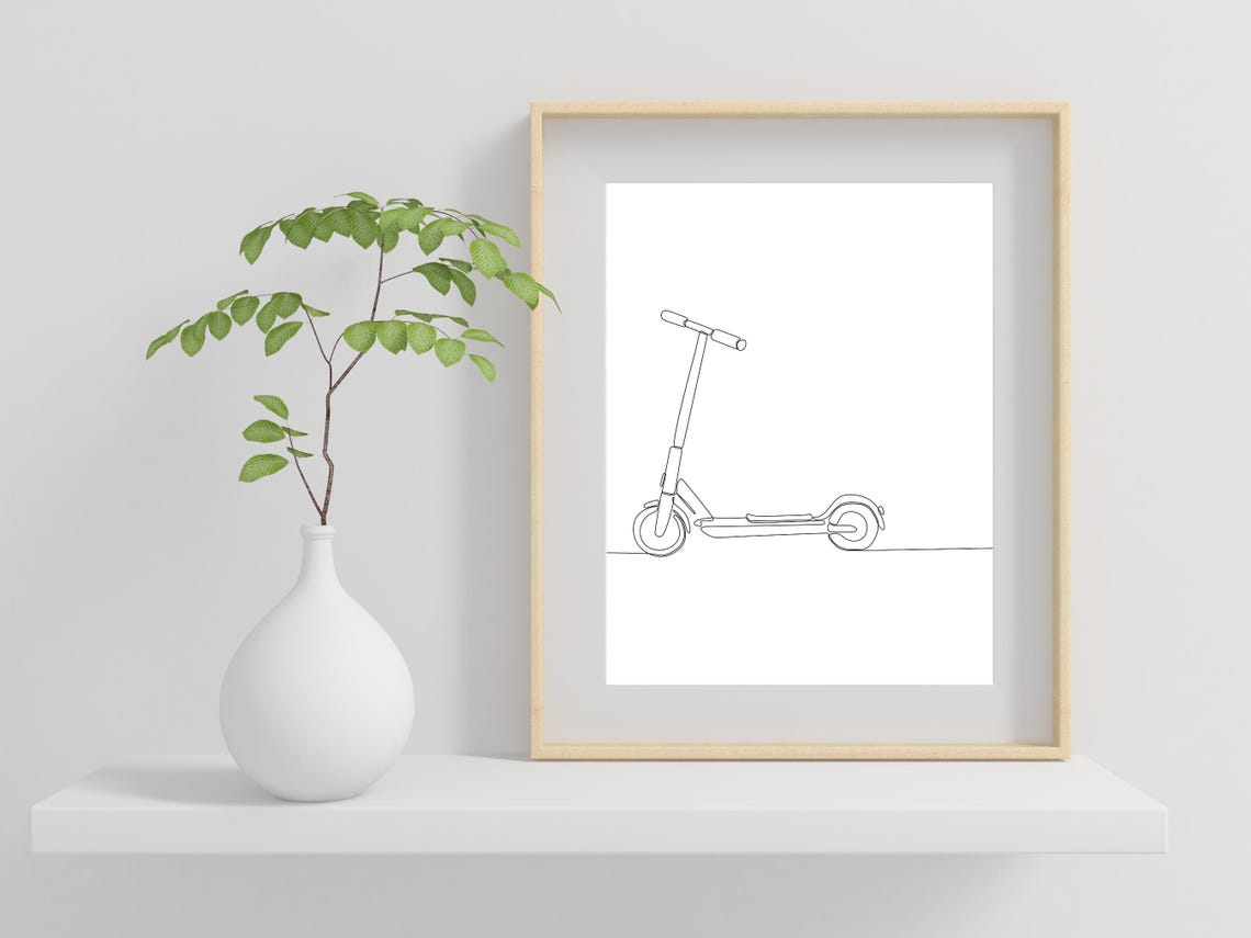 Minimalist Kick Scooter Single Line Art Urban Street Decor Poster - Image 2
