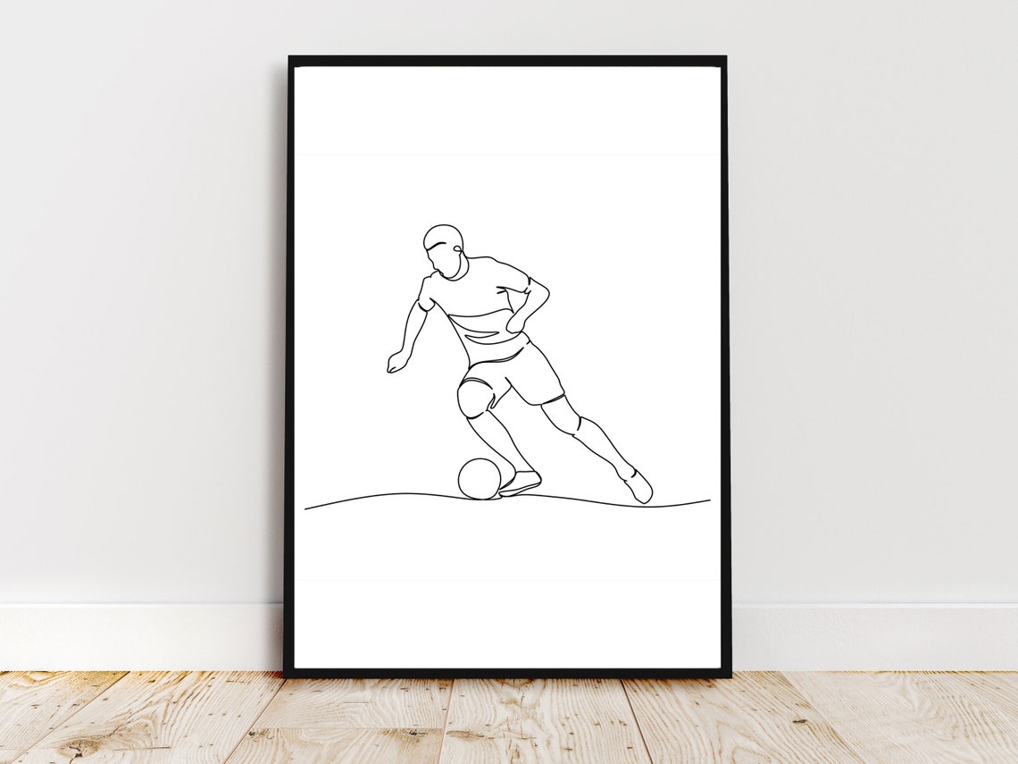 Soccer Line Art Boys Room Football Wall Decor Minimalist Soccer Sport Print Soccer Gift Football Gift Sport Lover Wall Decor - Image 4