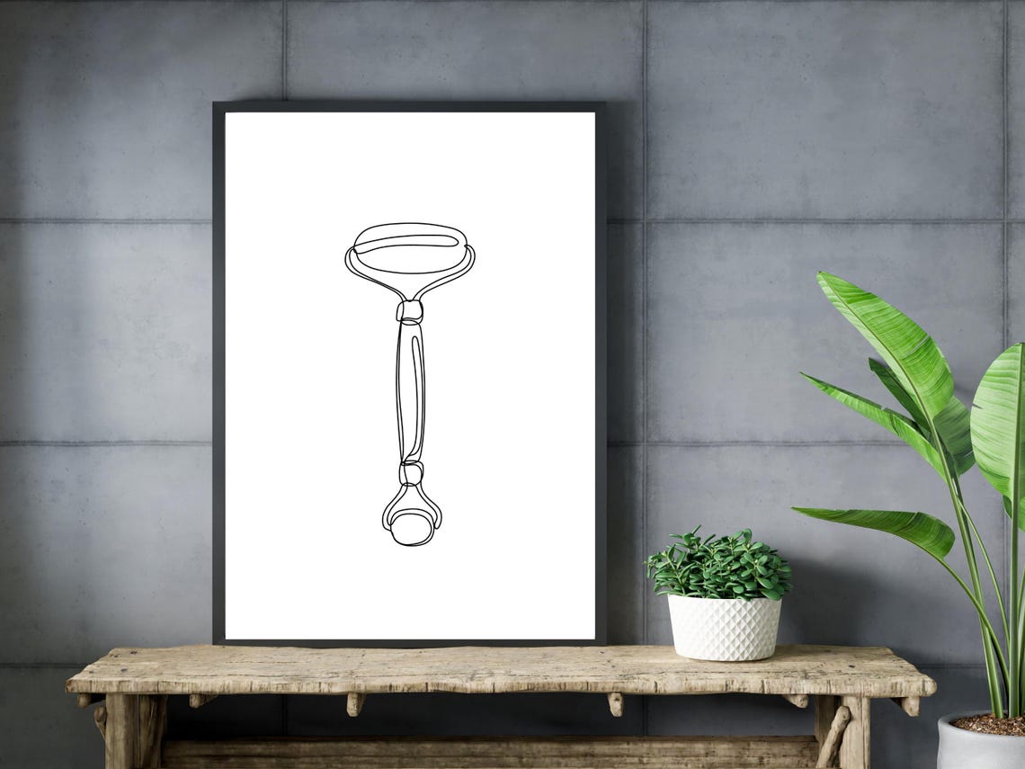 Jade Roller Face Massage Tool Line Art Beauty Skincare Decor Poster - Image 3