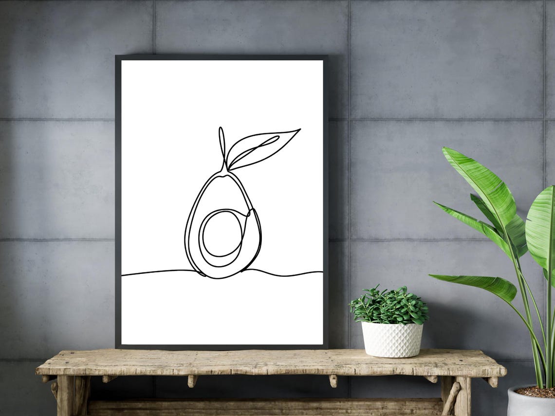 Avocado One Line Drawing Minimalist Fruit Kitchen Wall Poster - Image 3