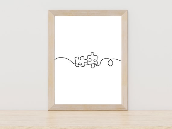 Autism Puzzle Line Art Autism Awareness Wall Art Be Kind Autism Art Puzzle Wall Art Craft Room Decor Autism Puzzle Sign Special Education