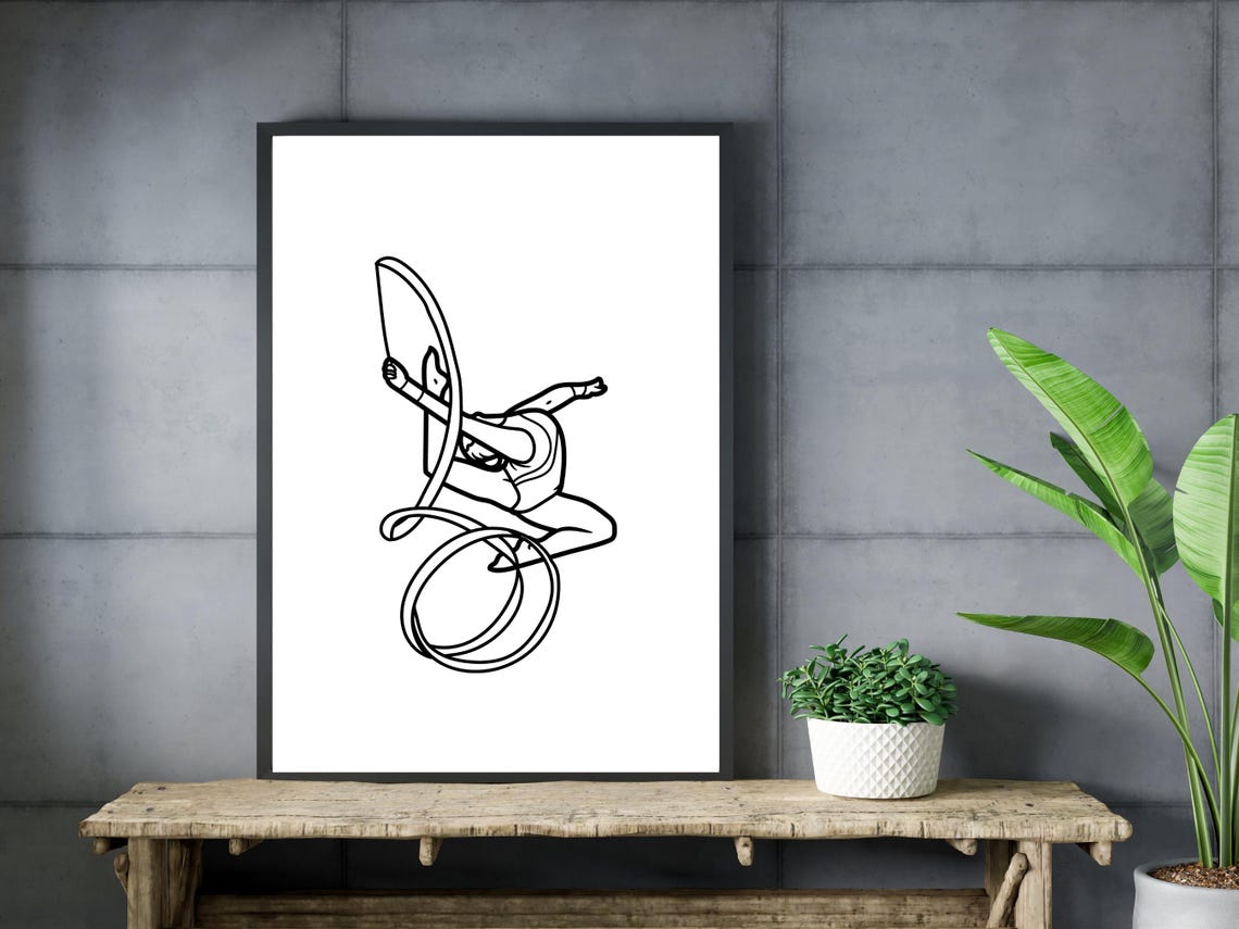 Rhythmic Gymnast Ribbon Dance Elegant Line Art Sports Poster - Image 3