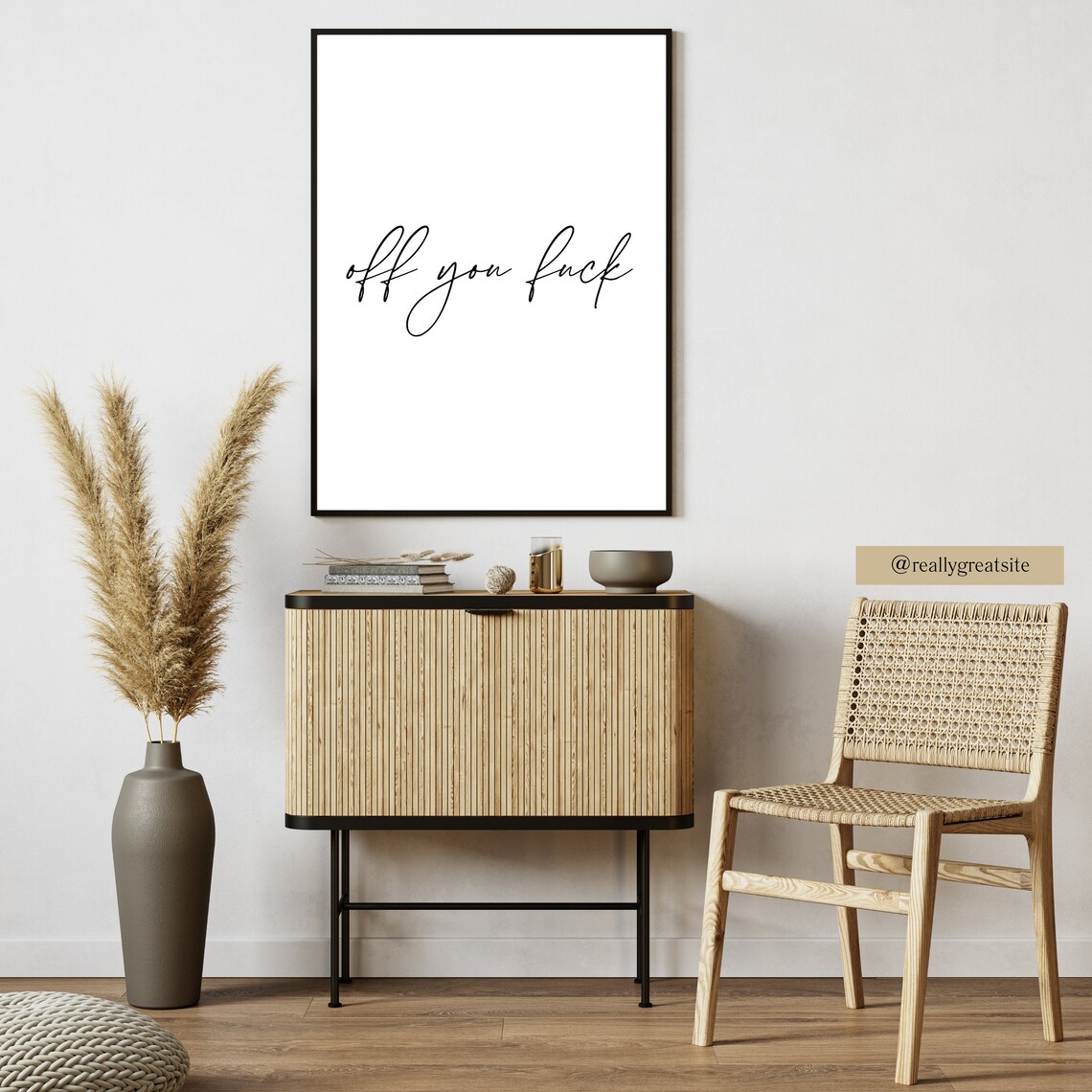 Off You Fuck Cheeky Rude Humor Quote Minimalist Script Poster Decor - Image 2