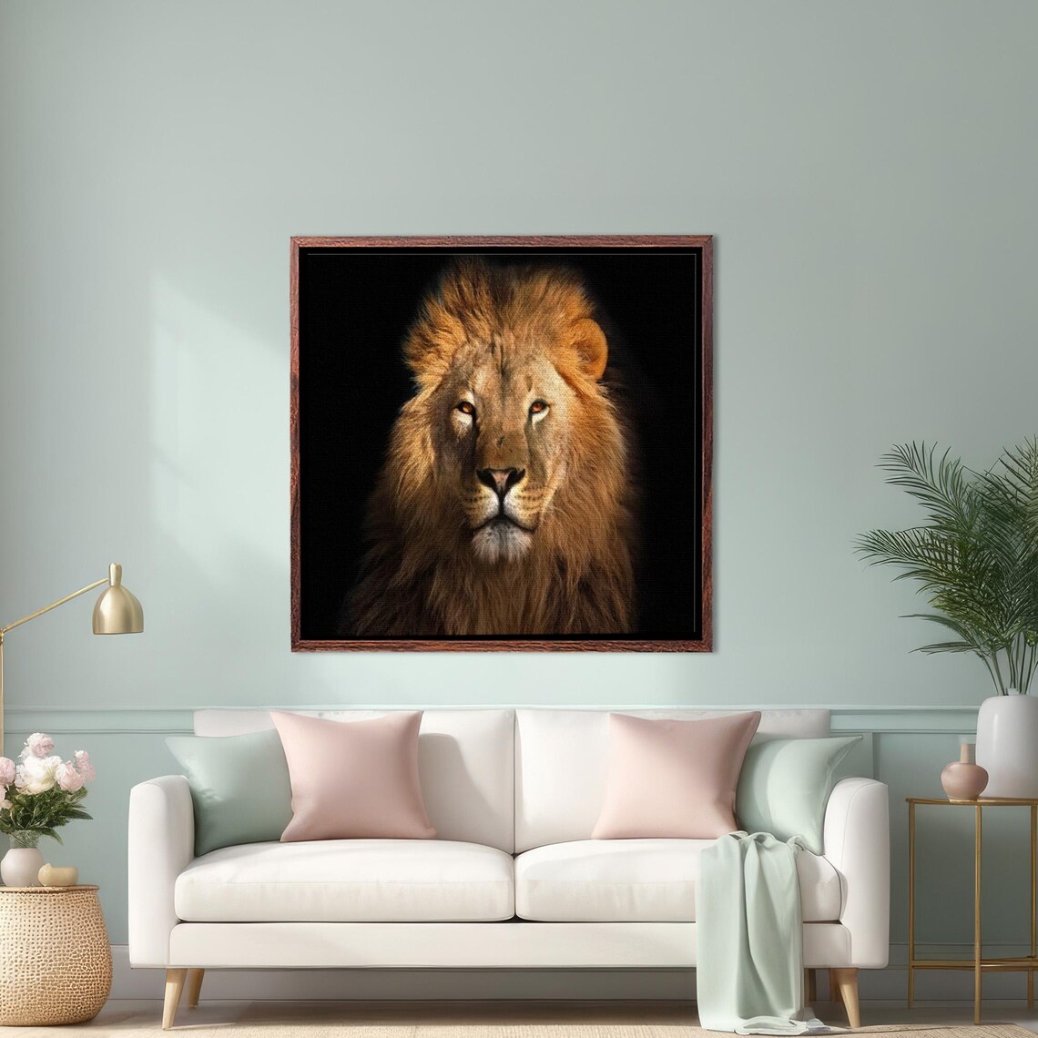 Majestic Lion Portrait On Black Background Wildlife Photo Poster