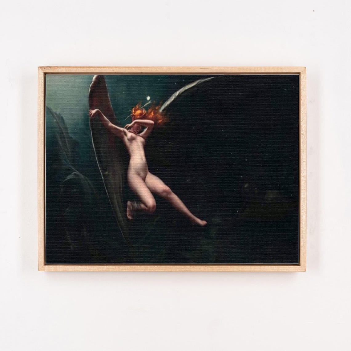 Fairy Flying Beneath a Crescent Moon in a Starry Night Sky Poster - Image 4